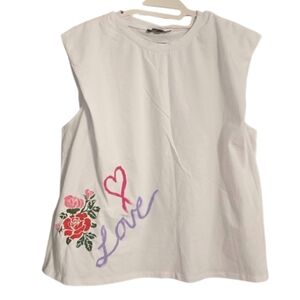 Upcycled Hand Crafted On A Eloquii White Muscle T Size 22 In EUC